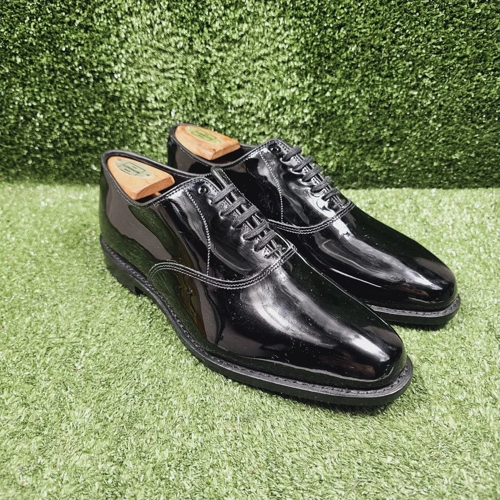 Allen Edmonds Carlyle Black Patent Leather‎ Plain-Toe Oxford Shoes Mens 8.5 EEE